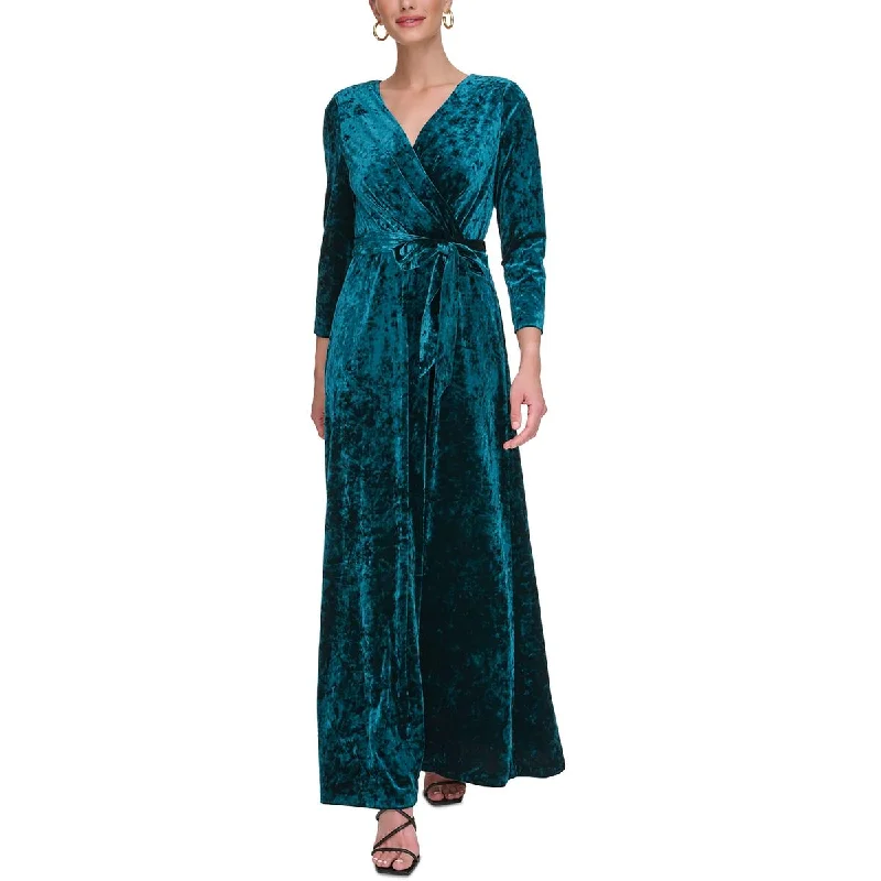 women's versatile dressesDKNY Womens Crushed Velvet Long Evening Dress