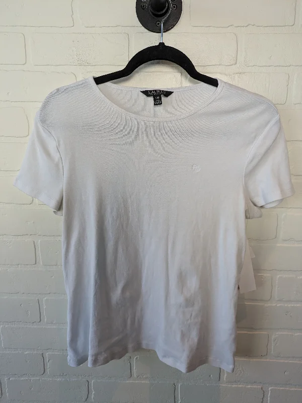 women's tops for those who prefer classic over trendy stylesTop Short Sleeve Basic By Lauren By Ralph Lauren In White, Size: L