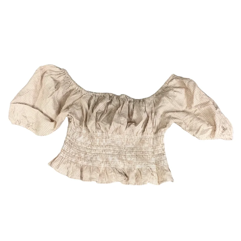 women's tops for those who want to make a fashion statementTop Short Sleeve By Japna In Brown & Cream, Size: M