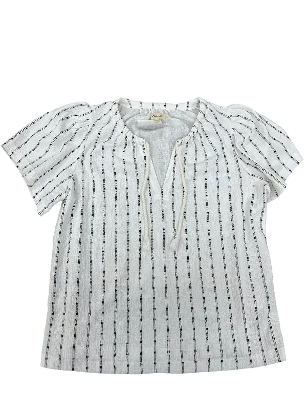 women's tops with embroidery detailsTop Short Sleeve By Madewell In Striped Pattern, Size: Xs