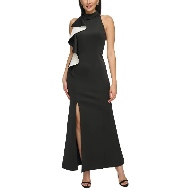 women's club dressesJessica Simpson Womens Cascade Ruffle Halter Evening Dress