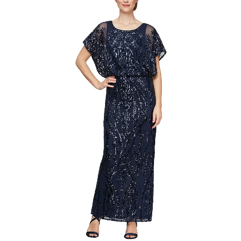 women's fashionable dressesAlex Evenings Womens Sequined Flutter Sleeve Evening Dress