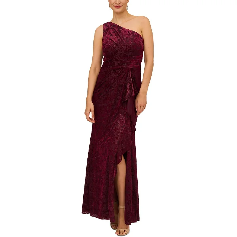 Wrap DressAdrianna Papell Womens Velvet One Shoulder Evening Dress