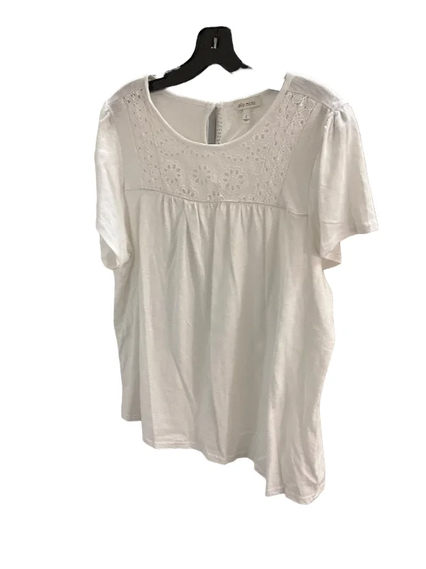 women's tops with beading accentsTop Short Sleeve By Ella Moss In White, Size: L