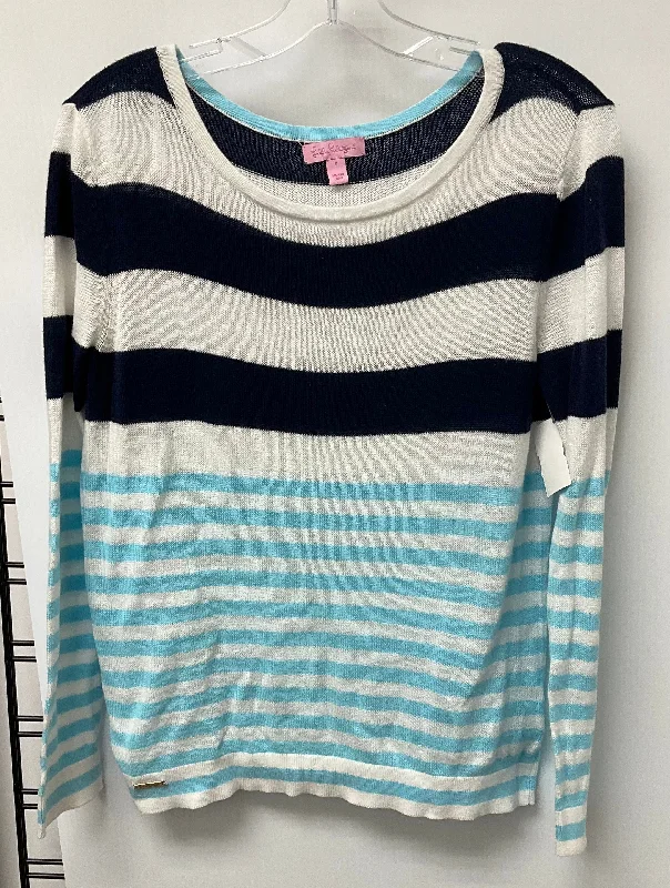 women's tops for those who seek both style and comfortTop Long Sleeve By Lilly Pulitzer In Blue & White, Size: S