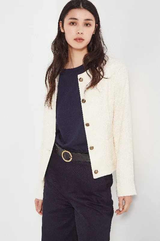 women's coats with button-down frontsShjark Gabrielle Jacket - Ivory Boucle