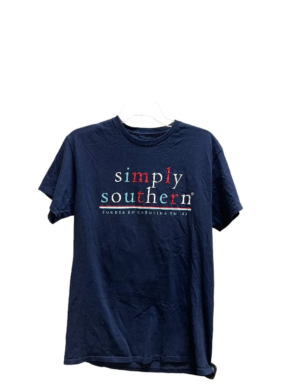 women's tops for those who appreciate subtle and muted tonesTop Short Sleeve By Simply Southern In Blue, Size: M