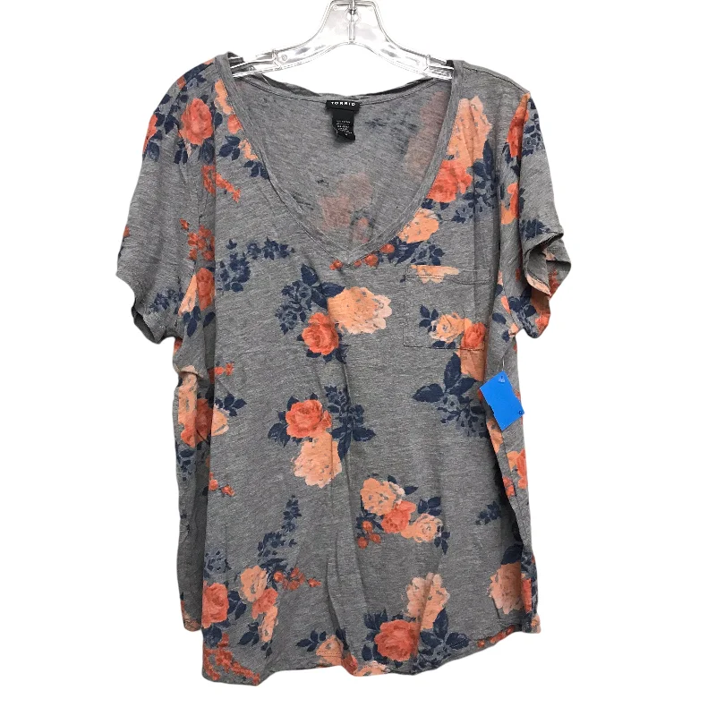 women's tops for mixing and matching with different bottomsTop Ss Basic By Torrid In Floral Print, Size:3X