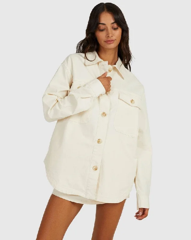 vegan women's coats (fur-free options)Twill Shacket