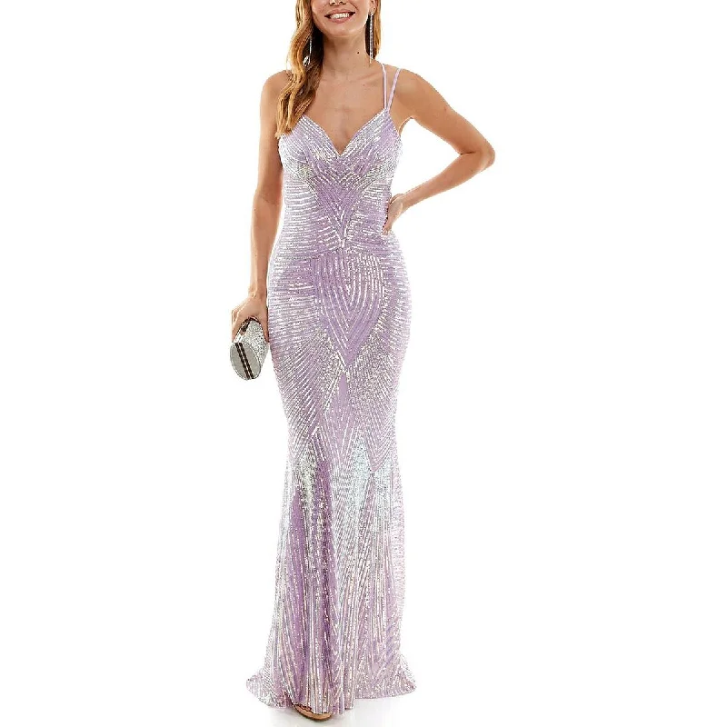 women's cocktail dressesB. Darlin Womens Juniors Sequined Long Evening Dress