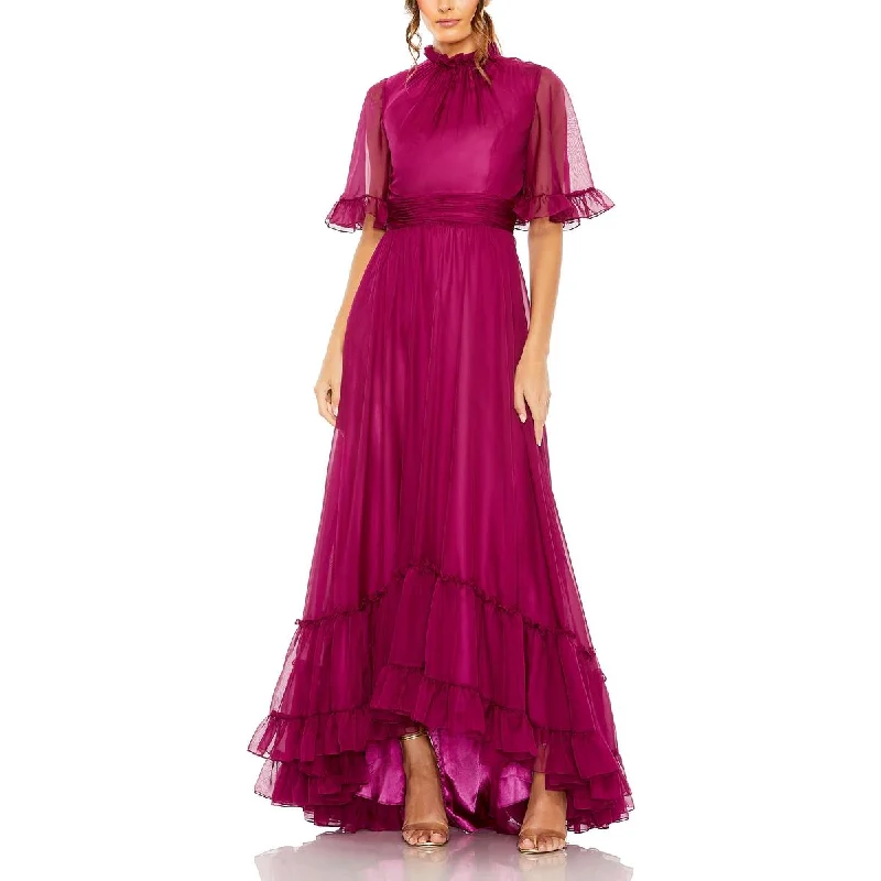 Knit DressMac Duggal Womens Chiffon High Neck Evening Dress