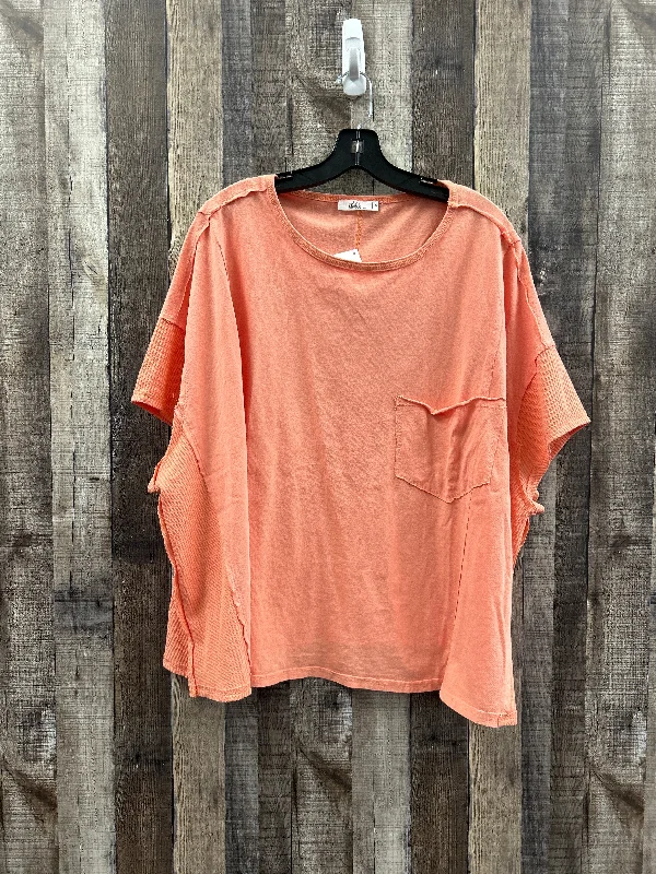 women's stylish topsTop Short Sleeve By Cme In Orange, Size: S