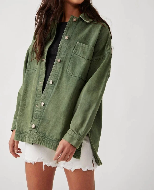 cozy women's coatsMadison City Twill Jacket In Army Green