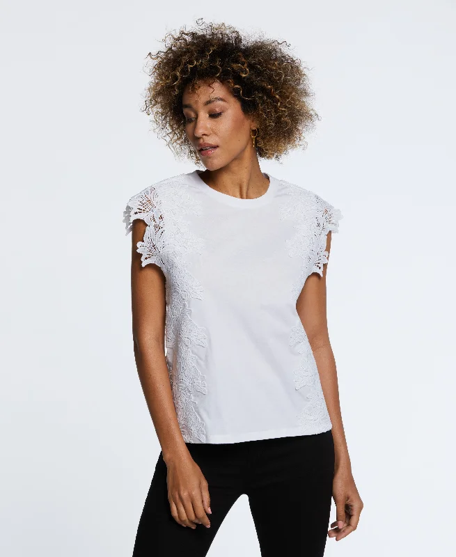 women's tops for those who want to elevate their everyday wear with chic and elegant piecesPetite Knit Top with Lace Detail