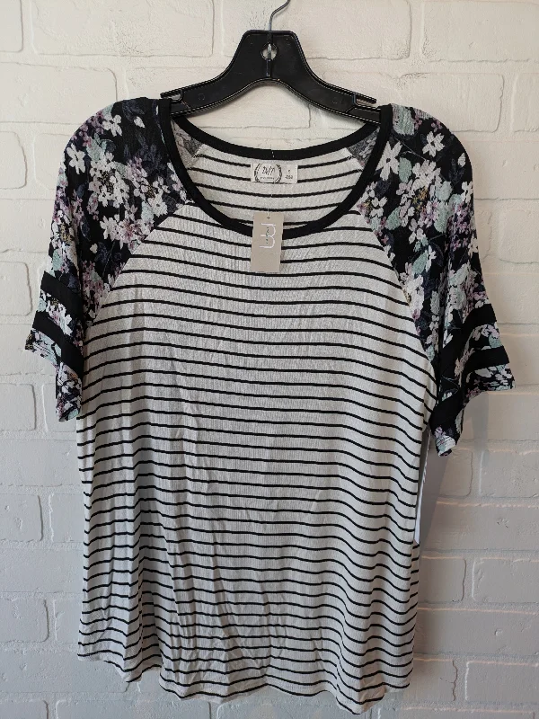 striped women's topsTop Short Sleeve Basic By Maurices In Black & White, Size: S