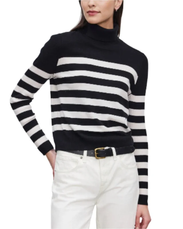 Cashmere SweatersCotton Turtleneck Sweater In Black/white