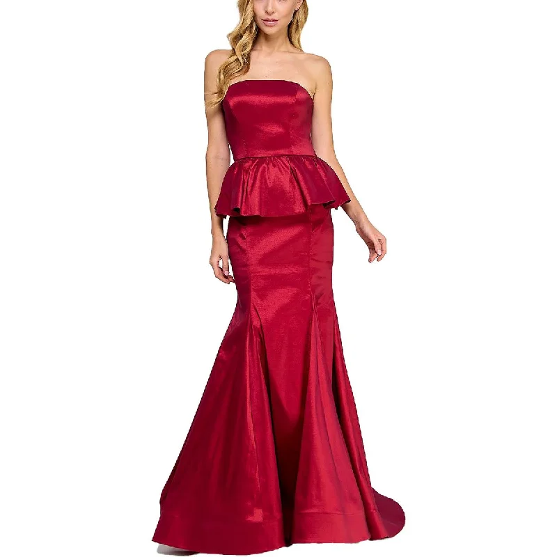 Solid Color DressB. Darlin Womens Juniors Satin Strapless Evening Dress