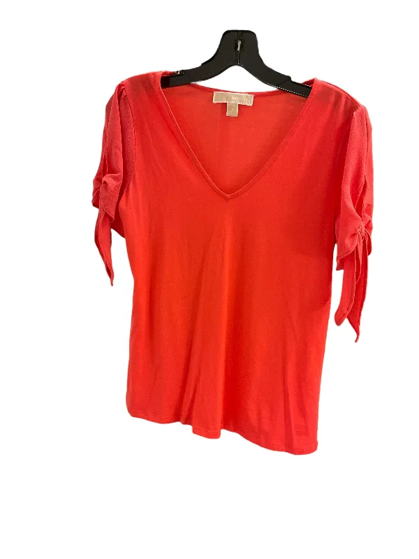 three-quarter sleeve women's topsTop Short Sleeve By Michael By Michael Kors In Orange, Size: S