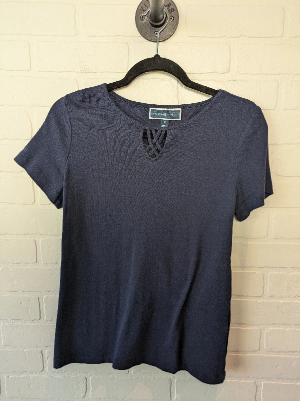 women's tops for those who want to invest in timeless piecesTop Short Sleeve Basic By Karen Scott In Navy, Size: M