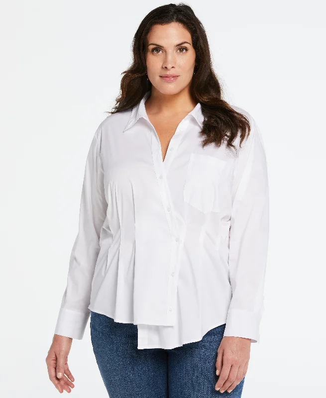 women's tops for those who want to add a personal touch to their wardrobe with unique and one-of-a-kind piecesPlus Size Asymmetrical Wrap Button Up Top