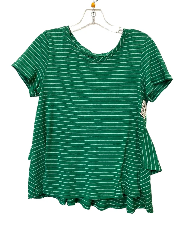 lace women's topsTop Short Sleeve By Anthropologie In Green, Size: Xs