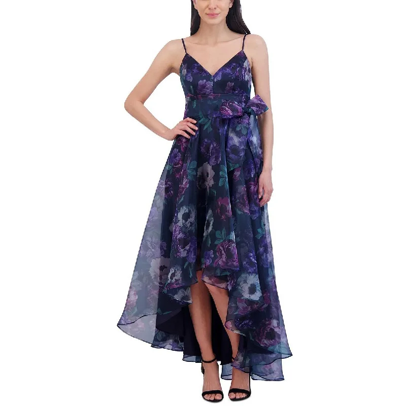 Glamour DressEliza J Womens Floral Print Hi-Low Evening Dress