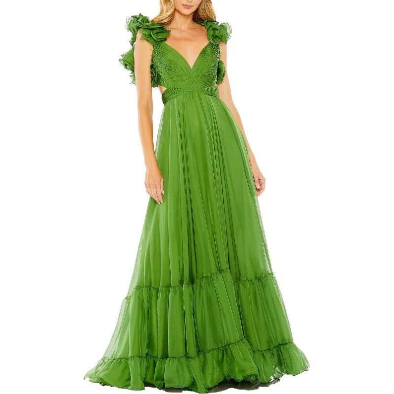 Custom DressMac Duggal Womens Chiffon Lace-Up Evening Dress