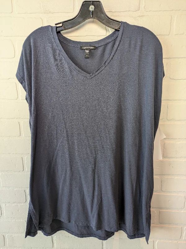 women's tops for those who love bold and vibrant colorsTop Short Sleeve Basic By Eileen Fisher In Blue, Size: S