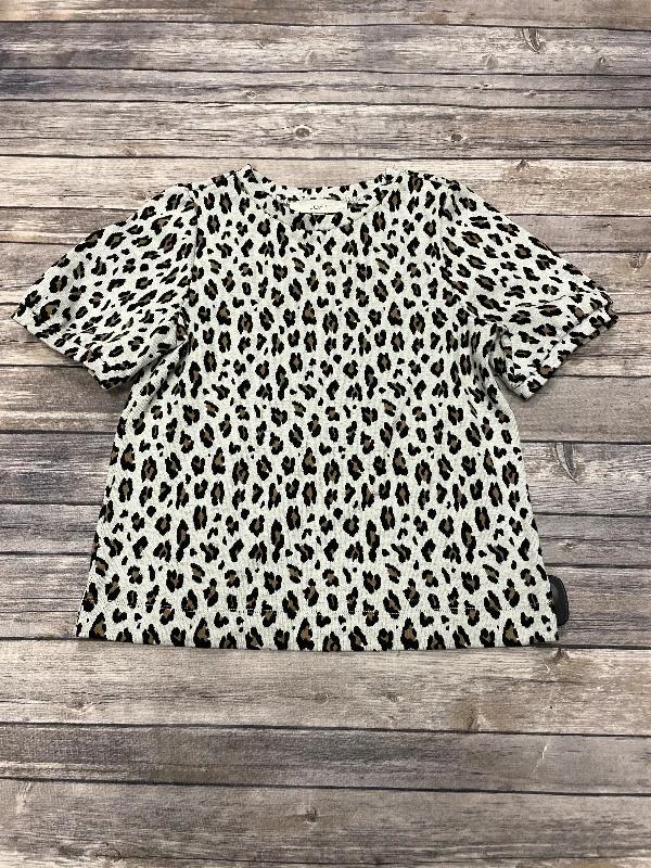 women's tops made from cottonTop Short Sleeve By Loft In Animal Print, Size: Petite   Xs