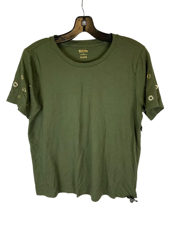 women's tops with lace-up frontsTop Short Sleeve By Michael By Michael Kors In Green, Size: M