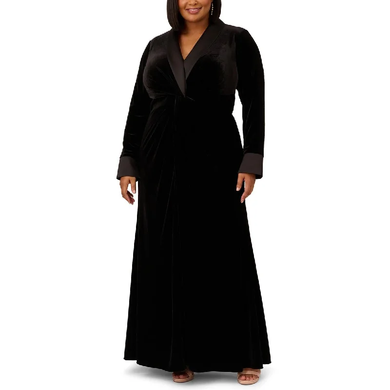 Glamour DressAdrianna Papell Womens Velvet Long Sleeve Evening Dress