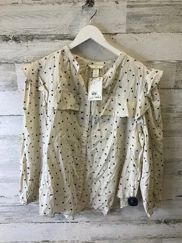 women's stylish topsTop Long Sleeve By H&m In Cream, Size: Xl