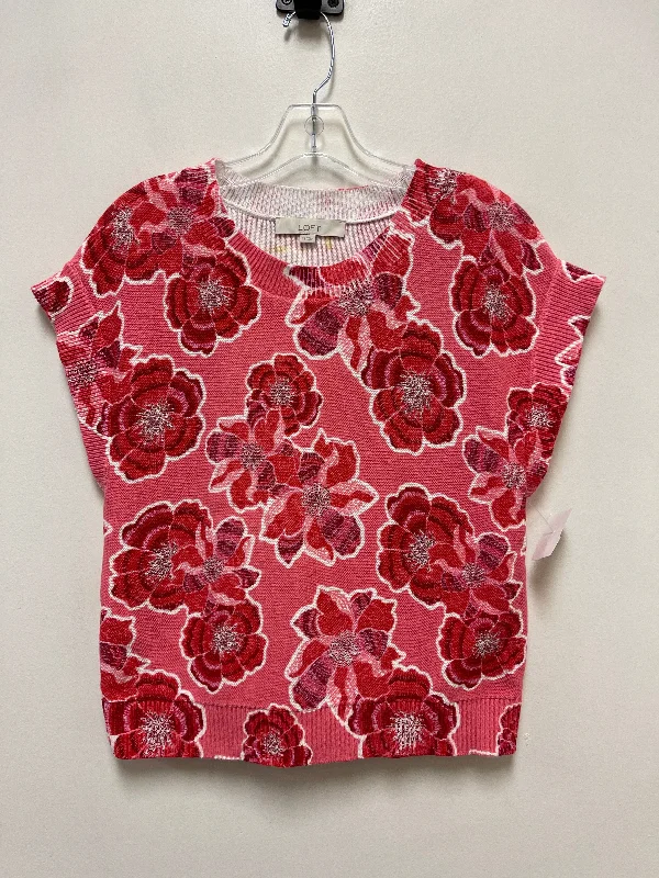 women's tops for those who love to experiment with fashionTop Short Sleeve By Loft In Pink & Red, Size: Xs