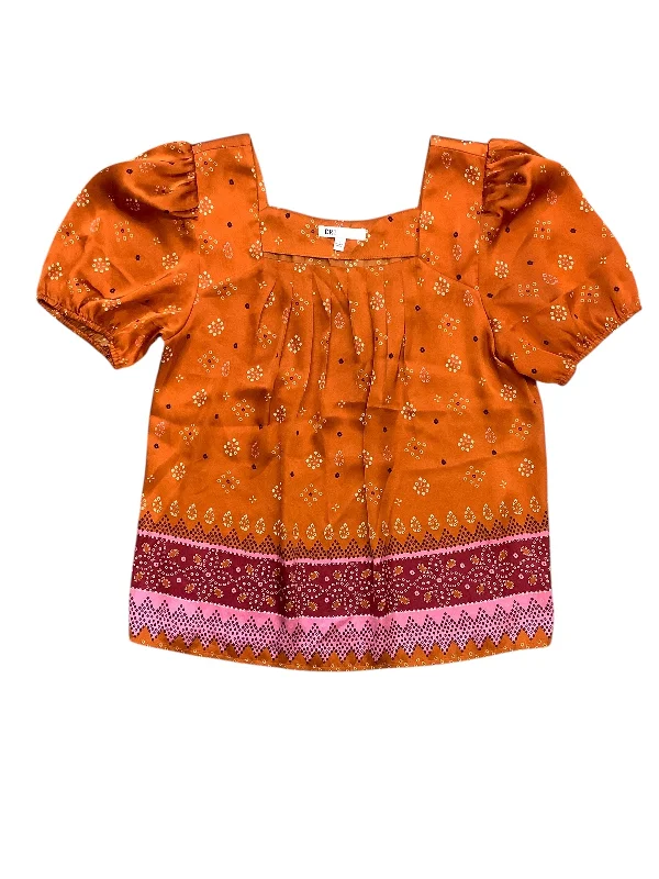 women's tops with floral printsTop Short Sleeve Basic By Dr2 In Orange, Size: L