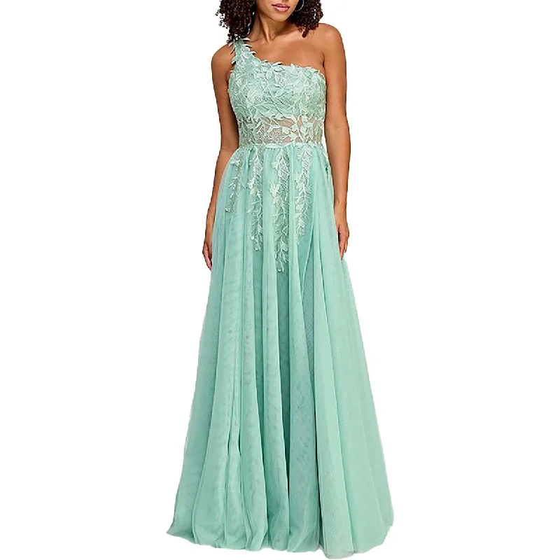 Scoop-Neck DressTLC Say Yes To The Prom Womens Juniors Rhinestone Illusion Evening Dress