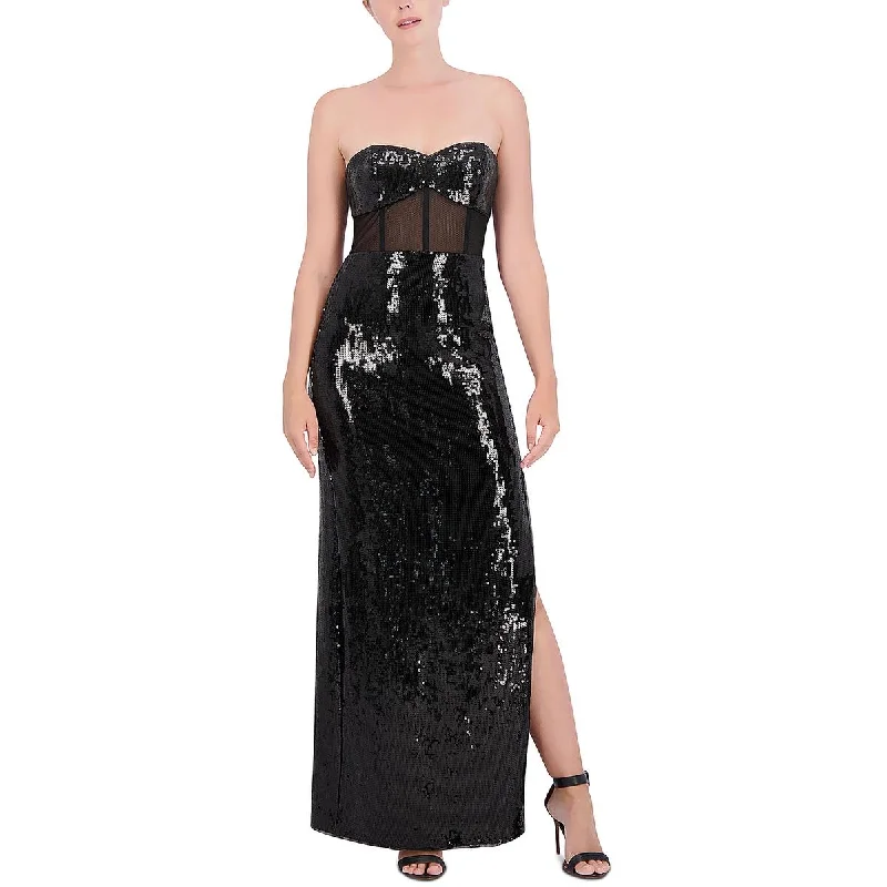 Bohemian DressBCBGMAXAZRIA Womens Sequined Strapless Evening Dress