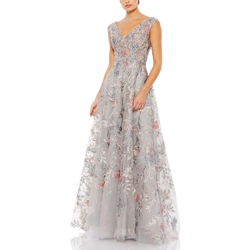 Ball Gown DressMac Duggal Womens Embellished Embroidered Evening Dress