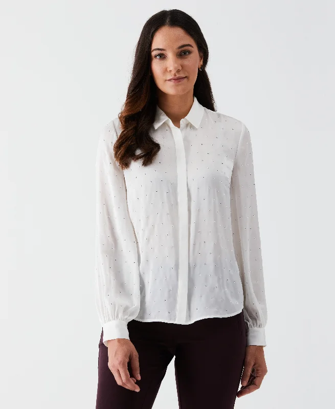 women's tops for minimalist aestheticsPetite Embellished Blouse