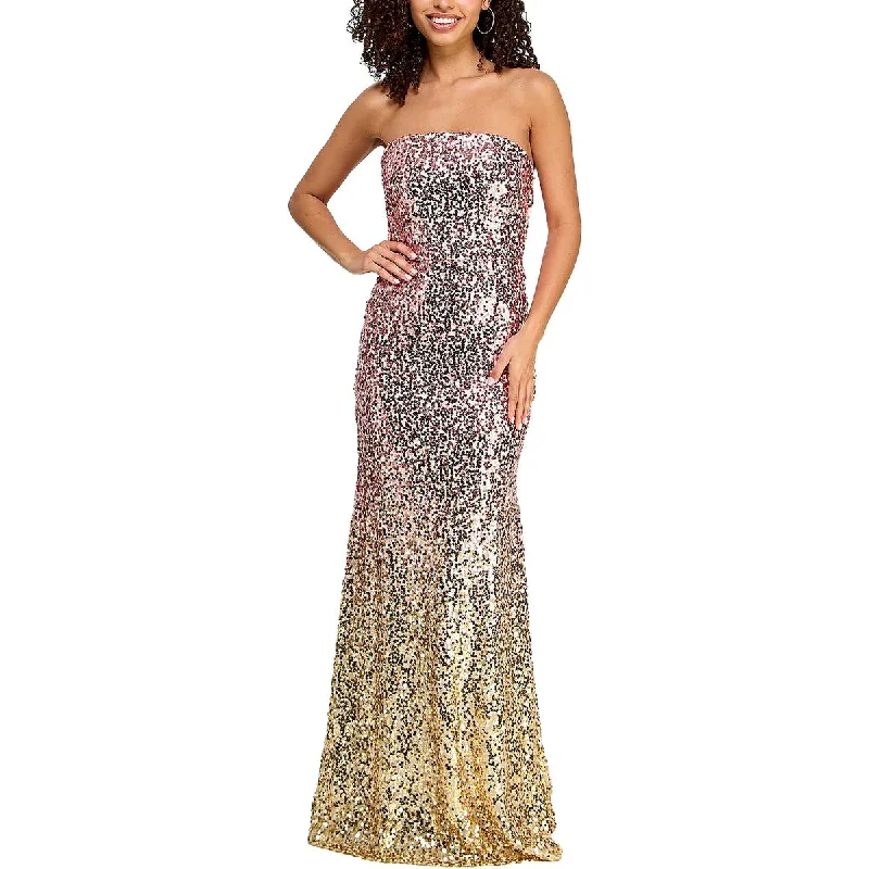 Bell-Sleeve DressViolet Weekend Womens Juniors Sequin Open Back Evening Dress