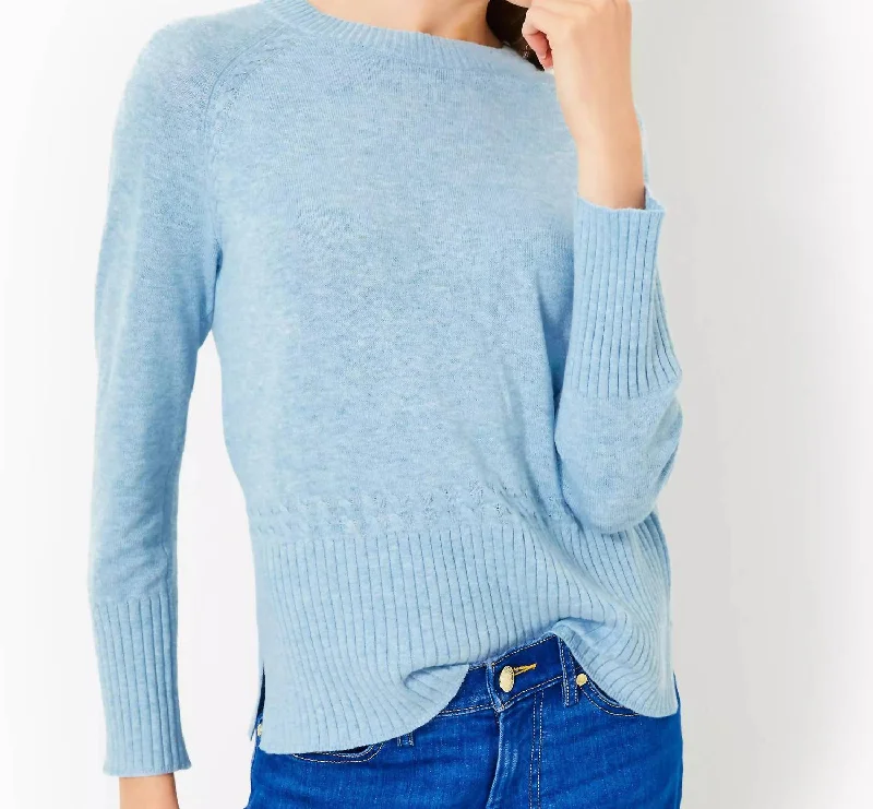 Custom Flannel-Lined SweatersSalima Sweater In Heathered Bonaire Blue