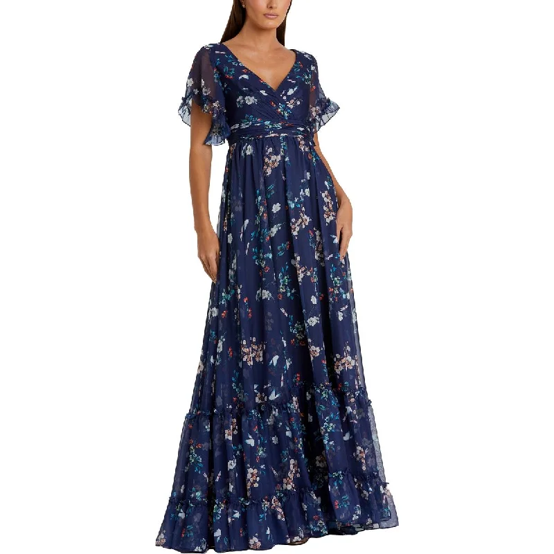 women's apple-shaped body dressesMac Duggal Womens Chiffon Floral Evening Dress