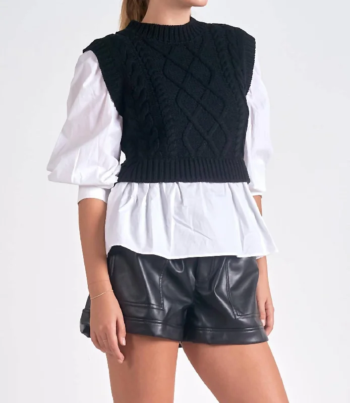 High-Neck SweatersLayered Sweater Vest In Black