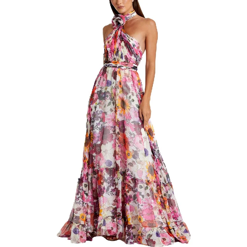 Trumpet DressMac Duggal Womens Chiffon Floral Evening Dress