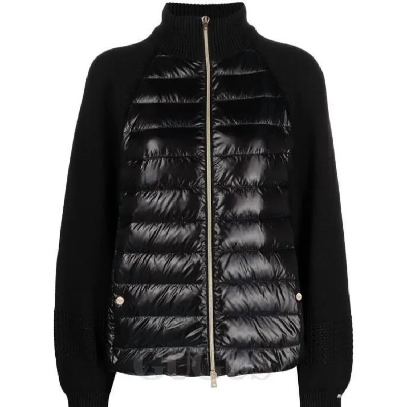 women's shearling coatsKnit & Nylon Ultralight Bomber In Black