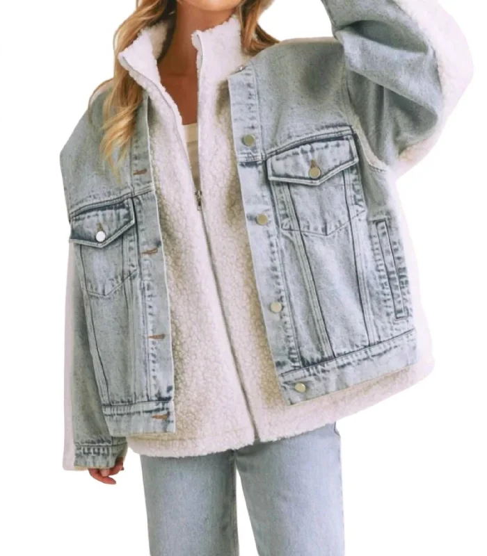 women's coats for smart casual looksOversized Utility Jacket In Denim