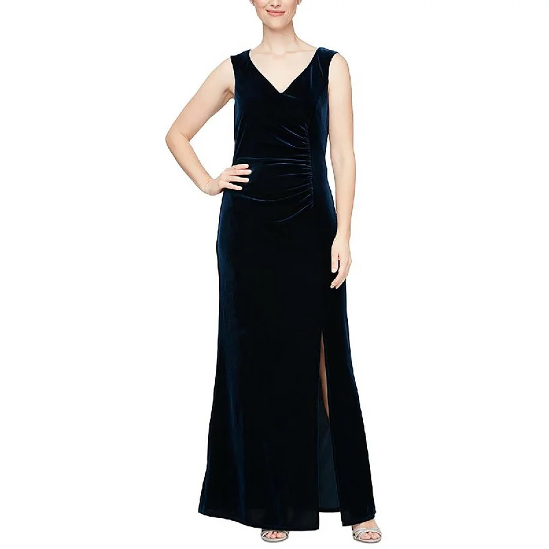 women's sheath dressesSLNY Womens Petites Velvet Embellished Evening Dress