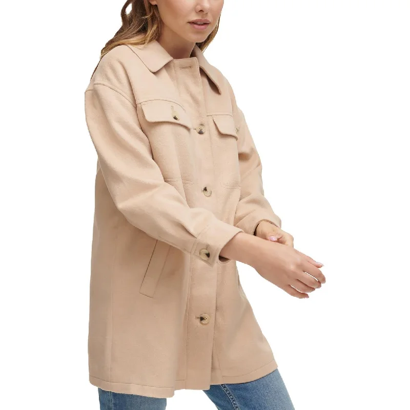 women's shearling coatsPetites Womens Collar Pocketed Soft Shell Jacket