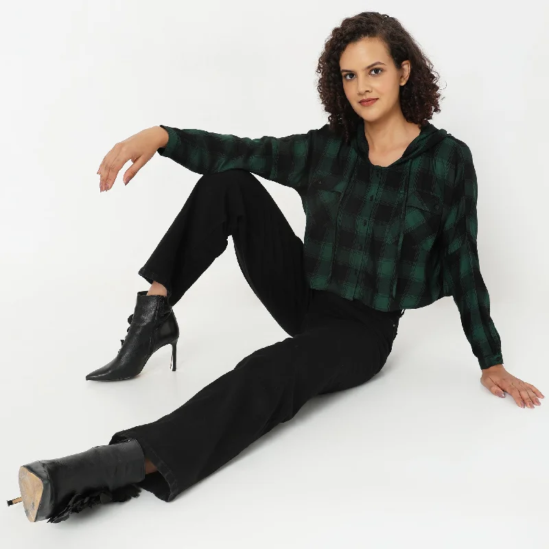 women's tops for those who value both quality and affordabilityRegular Fit Checkered Top