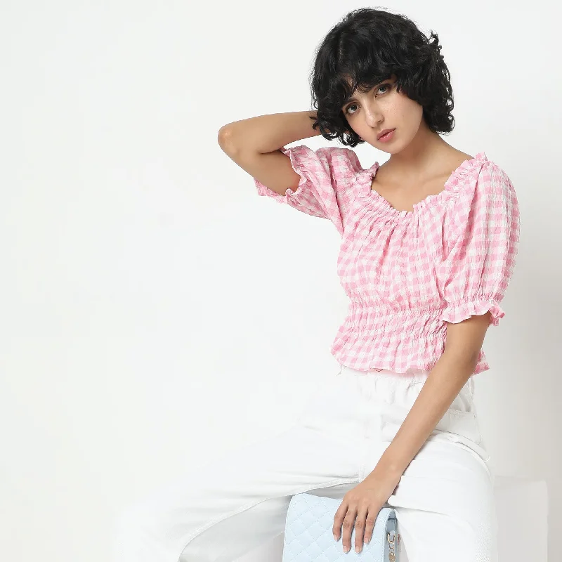 women's tops for those who believe in expressing their individuality through fashionRegular Fit Checkered Top