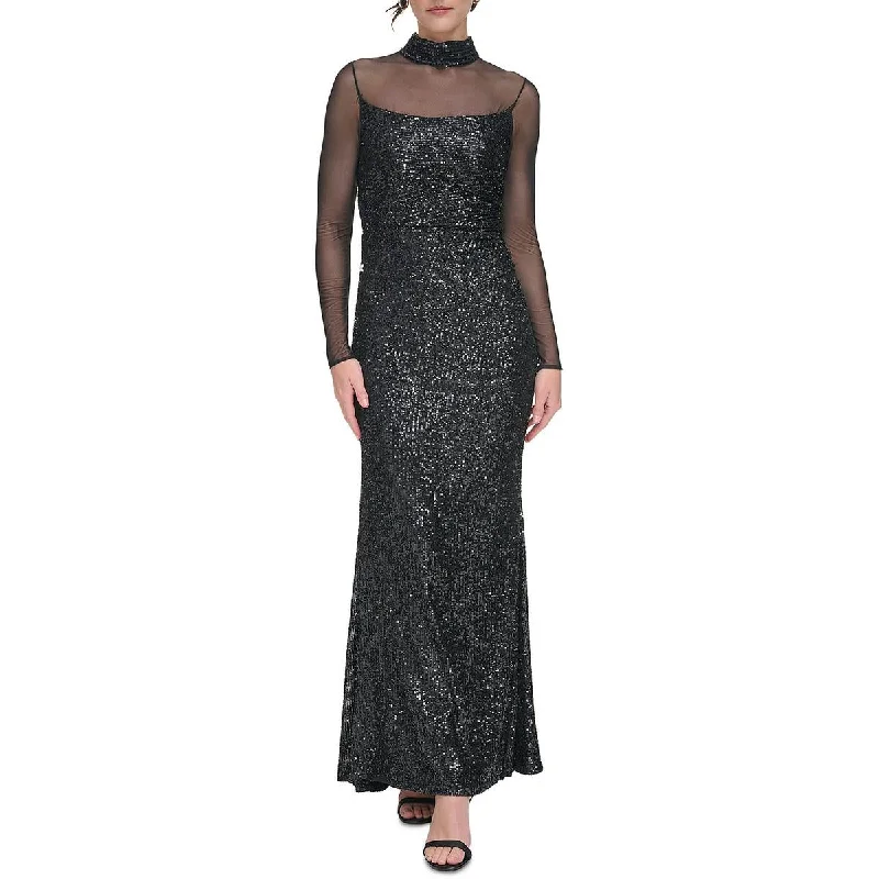 Backless DressEliza J Womens Sequined Illusion Evening Dress